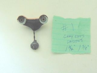 Antique Glass Eyes.  (1a).  Gray.  Lashes.  1 - 3/4” Across Eyeball To Eyeball.