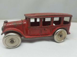 Antique Vintage Style Cast Iron Red Sedan Toy Car