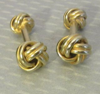 Antique Gold Plate Double Knot Cufflinks Double Side Fixed Elegant Unisex