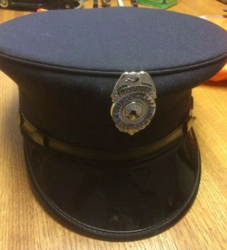 Vintage Fire Fighter / Fireman Navy Blue Uniform Dress Hat Cap Size 71/4