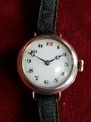 1917 Antique Ww1 Officers.  925 Solid Silver Langendorf 2 Mechanical Trench Watch