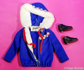 Barbie Doll Ski Queen 948 Jacket & Boots Near Vintage 1960 