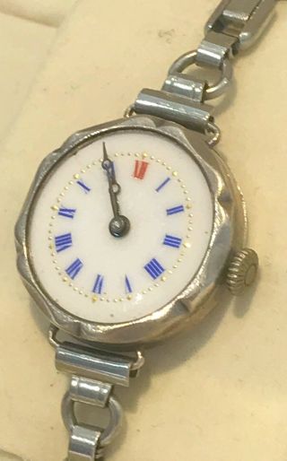Antique Vintage 1924 Silver Watch Trench Military Officer Style House