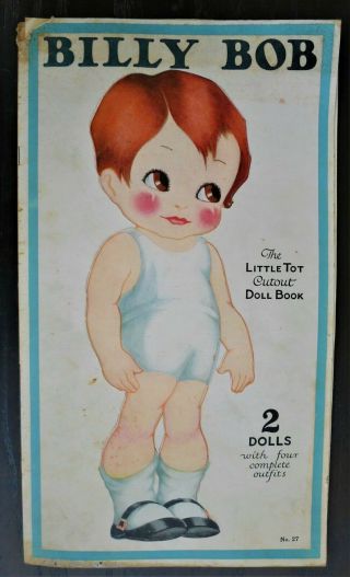 Antique Vintage 1927 Billy Bob & George " The Little Tot Cut Out Paper Doll Book "