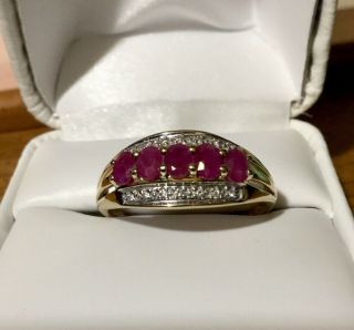 Antique 9ct Gold Ruby & Diamond Ring Size S - Large.  Cost £350.  £120