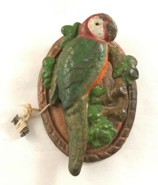 Antique Cast Iron Figural Parrot Bird Interior Door Bedroom Door Knocker Hubley