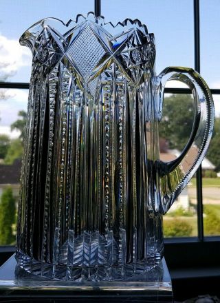 Abp Antique American Brilliant Cut Glass Crystal Pitcher Hawkes?