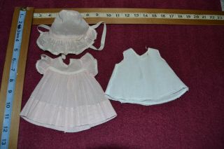 Adorable Vintage Ideal Swiss Dot Doll Dress With Matching Bonnet And Slip