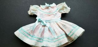 Vintage Ideal White And Turquoise Dress With Pink Slip Fits 18 " Doll