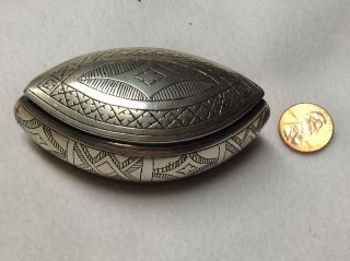Antique Sterling Silver Etched Trinket Box 52 Grams Oval