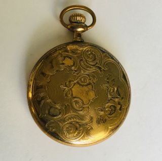 Vintage 1915 Elgin Gold Filled Open Face Pocket Watch,  Porcelain Dial