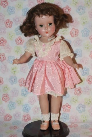Pretty Vintage 14 " Nanette All Hard Plastic Strung Doll