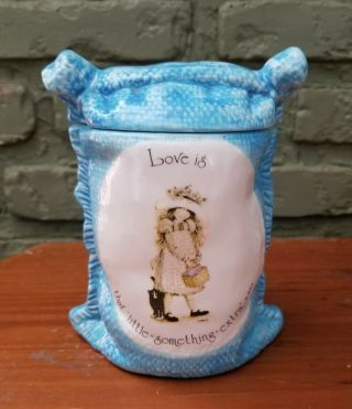 Vintage Holly Hobbie Love Is That Little Something Extra Ceramic Flour Sack Jar