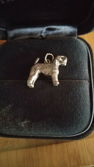 925 Sterling Silver Vintage Airedale Terrier Dog Charm Pendant Antique Solid