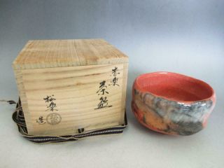 Japanese Raku Ware Tea Bowl W/signed Box By Shoraku Sasaki/ Aka - Raku/ 8906