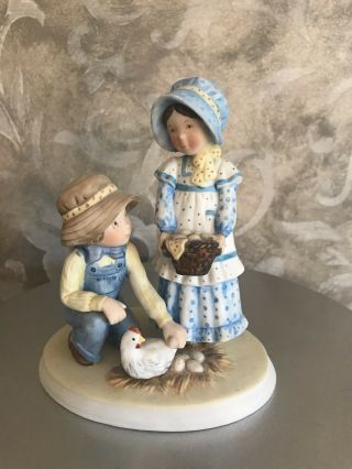 Vintage 1980 Holly Hobbie “farmyard Fun” Porcelain Figurine