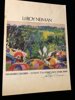 1973 Leroy Neiman Arnie In Rain Signed Augusta National Golf Club Masters Palmer