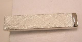 Cross Hatch Pattern Silver Tone Tiny Small Vintage Swank Brand Tie Bar Clip