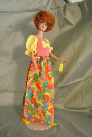 Vintage Barbie Hk Clone Mod Era Bright Floral Maxi Dress And Acc No Doll