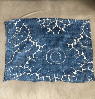 Antique 18thc Early French Indigo Blue Resist Fabric Quilt Pc Fragment