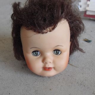 Vintage 1960s Eegee Short Brown Hair Character Girl Doll Head 2 3/4 " Tall