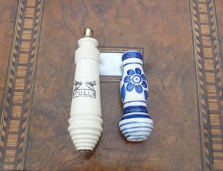 Antique Ceramic & Brass Toilet Chain Pull/handle Plus One Extra