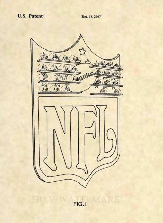 Official Nfl Logo Us Patent Art Print - Football Antique Vintage Superbowl 462