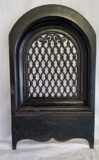 Antique Fancy Victorian Cast Iron Wall Grate,  Register,  Arch Top,  Heat Ventilation