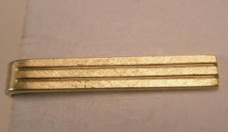 Parallel Lines Gold Tone Tiny Small Vintage Swank Brand Tie Bar Clip