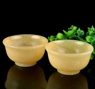 Natural Hand carved Chinese yellow Jade bowl Diameter 10cm 4inch 2