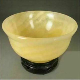Natural Hand carved Chinese yellow Jade bowl Diameter 10cm 4inch 3