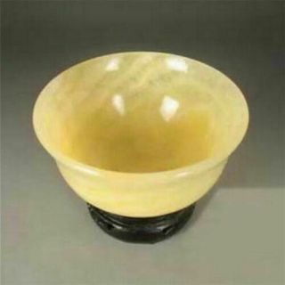 Natural Hand carved Chinese yellow Jade bowl Diameter 10cm 4inch 4