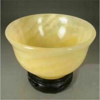 Natural Hand carved Chinese yellow Jade bowl Diameter 10cm 4inch 6