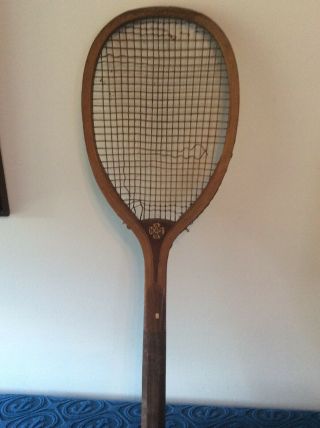 Antique 4 Leaf Clover Hallmark (h&i A&c) Wood Flat Top Tennis Racket 1900 
