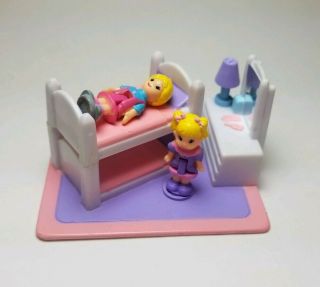 Vintage 1994 Lewis Galoob Toys (lgt) My Pretty Dollhouse - Bed & Game W/ 2 Dolls