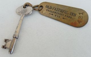 Antique Brass Key Fob,  Old Faithful Inn Yellowstone Park,  Wyo.  W/key