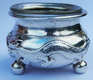 Very Fine Antique Chinese Export Solid Silver Salt Cellar; Wang Hing C1870