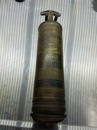 Vintage Brass Pyrene Fire Extinguisher " Heavy Vehicle Type " Empty,  With Bracket