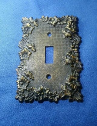Vintage Ornate Metal Brass Cover Plate For Single Light Switch