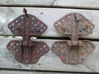 2 Vintage Louden Large 8 " Offset Barn Hinges Rustic Decorative Ornate Hay Mow