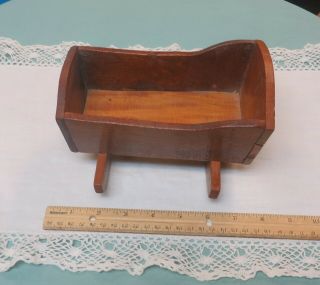 Small Antique Wooden Doll Cradle,  7 - 1/4 Inches Long