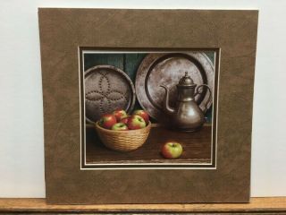 Longaberger Williamsburg Antique Pewter Pitcher & Bowl Basket Matted Art Print