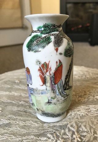 Antique Chinese Porcelain Vase Qing Republic Period Immortals Child Bats 3