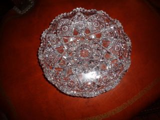 Antique American Brilliant Deeply Cut Art Glass Crystal 8 1/4 Inch Low Bowl