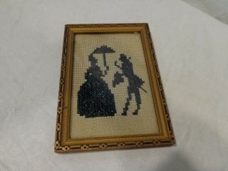 Vintage Antique Framed Petite Point Needlepoint Picture Art Work Victorian