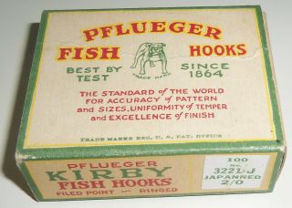 Vintage Pflueger Kirby Fishing Hooks 3221 - J W/box 2/0 Japanned