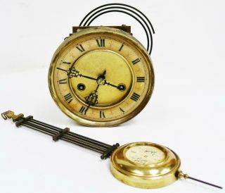 Antique German Hac 8 Day Gong Striking Vienna Wall Clock Movement Spares Parts