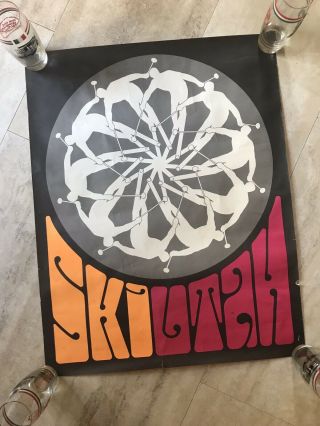 Ski Utah Vintage 1970’s Psychadelic Skiing Poster