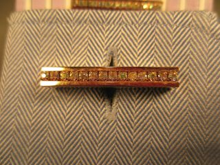 Vintage Elongated Row Of Sparkle Glass Yellow Gold Plated Cuff Links