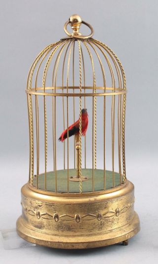 Antique 1940s German KARL GRIESBAUM Automaton Singing Bird Birdcage Music Box 3